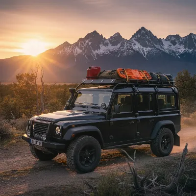 Front Runner Slimline II roof rack expertly installed on an overland vehicle, showcasing its low-profile design and robust aluminum construction.