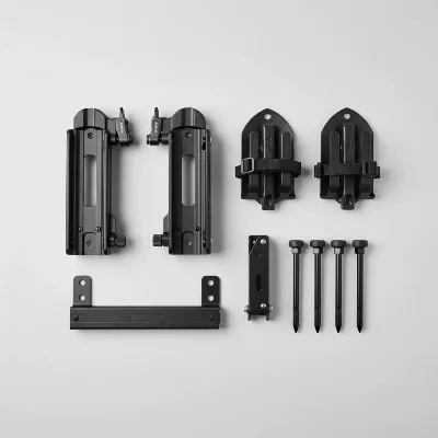 Various Rhino Rack Pioneer Platform accessories displayed, showing customization options for different outdoor activities.